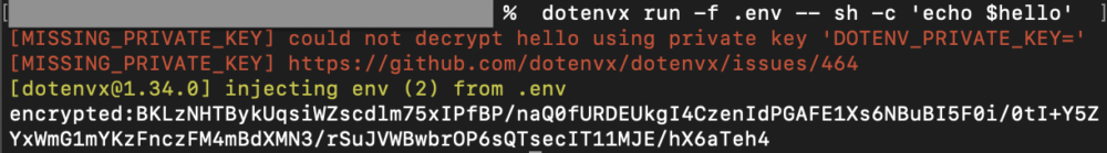 dotenvx encryptを実行してもkey added to .env.keys (DOTENV_PRIVATE_KEY)が出てこない ...
