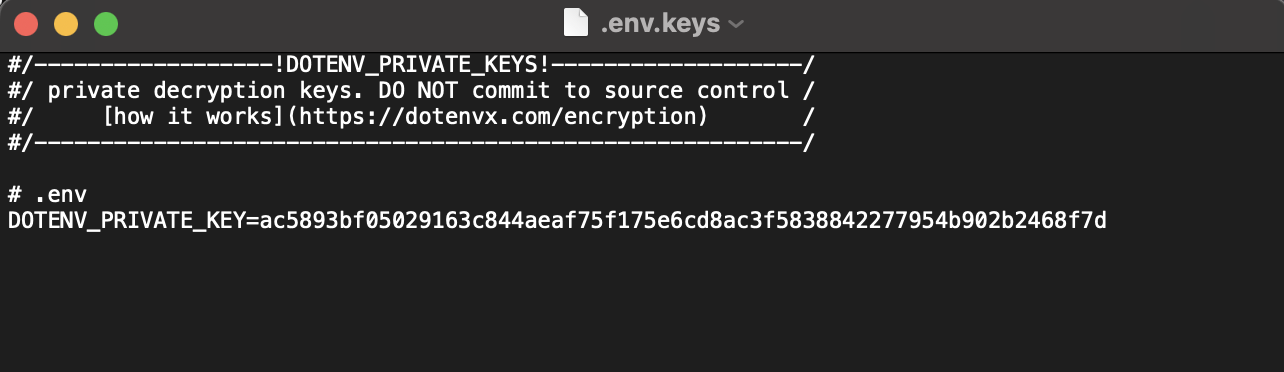 dotenvx encryptを実行してもkey added to .env.keys (DOTENV_PRIVATE_KEY)が出てこない ...